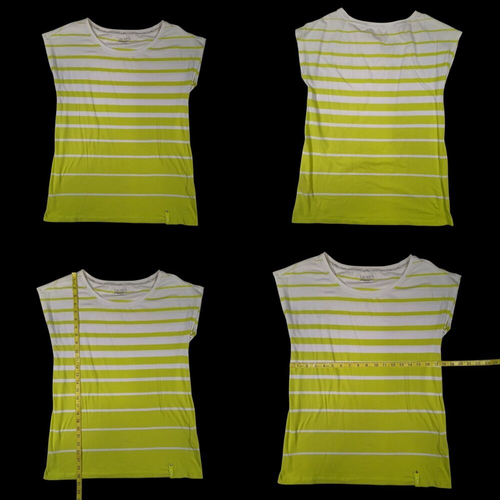Lauren Ralph Lauren Active Shirt Womens Small Light Green White Striped Stretch